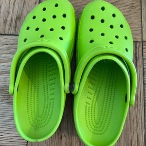 Neon green crocs